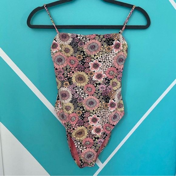 VYB Floral Micro Strap One Piece Swimsuit - Picture 5 of 9